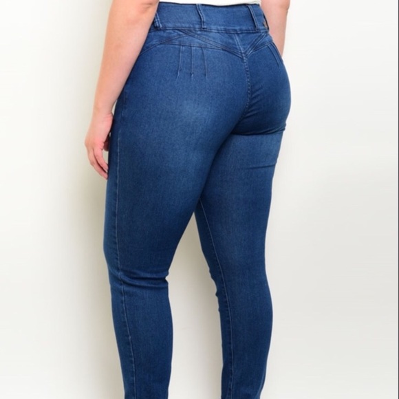 NEW Dark Denim Hi Waist  Denim Jeans Plus Size 16 - Picture 3 of 5